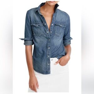 J. Crew Washed Blue Denim Western Shirt
